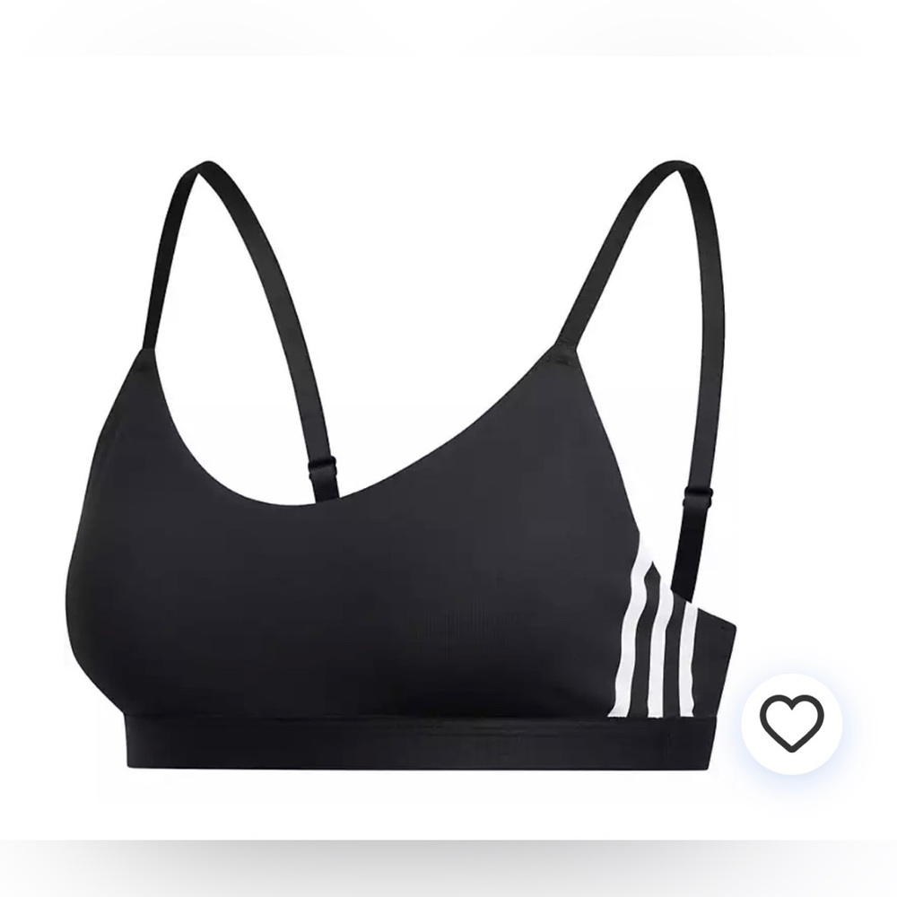 Adidas All Me 3-Stripes Sports Bra, Black White, Size S New w/Tag